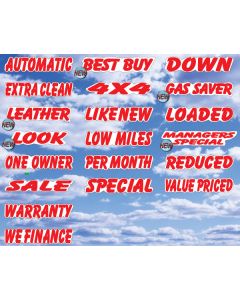 Windshield SLOGANS Die Cut Red/White