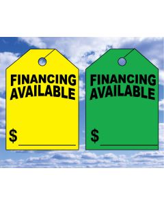 Fluorescent Financing Available Rear View Mirror Tag