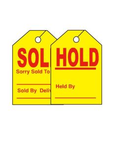 Sold & Hold Tags - Hang from Rear View Mirror