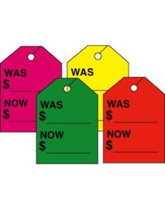 WAS/NOW Flourescent Mirror Tags