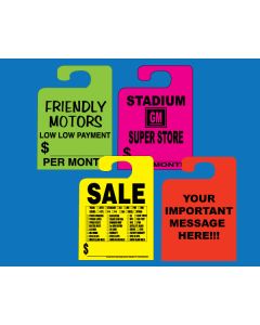 x-Custom Hook Style Rear View Mirror Tags - Four Color Process
