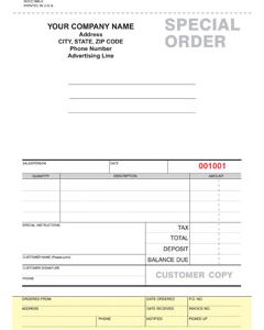 Special Order Forms - IMPRINTED