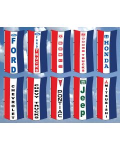 3' x 8' Vertical Dealer Drape Flags - Single Faced - Dealer Logo