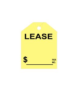 Yellow LEASE Standard Rear View Mirror Tags