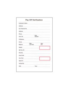 Pay Off Verification